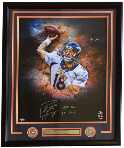 Peyton Manning Signed Denver Broncos 26x33 Custom Framed Photo Display
