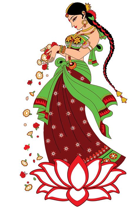 Illustrator Smita Upadhye Digital Illustration Indian Lady Offering