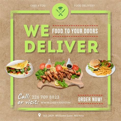 Home Food Delivery Service Advertisement Template Food Delivery Logo