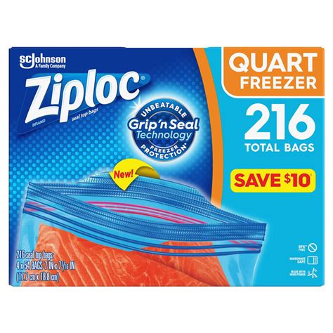 Ziploc Easy Open Tabs Freezer Quart Bags 216 Ct Sams Club In 2020