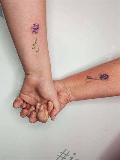 Matching Purple Rose Infinity Sign Tattoos Purple Rose Tattoos
