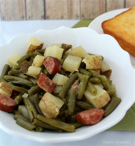 Slow Cooker Recipe ~ Green Beans Sausage And Potato Dinner Teaspoon Of