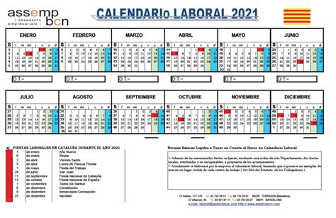 Calendario Laboral 2021 Barcelona Barcelona Calendarios 2021 El