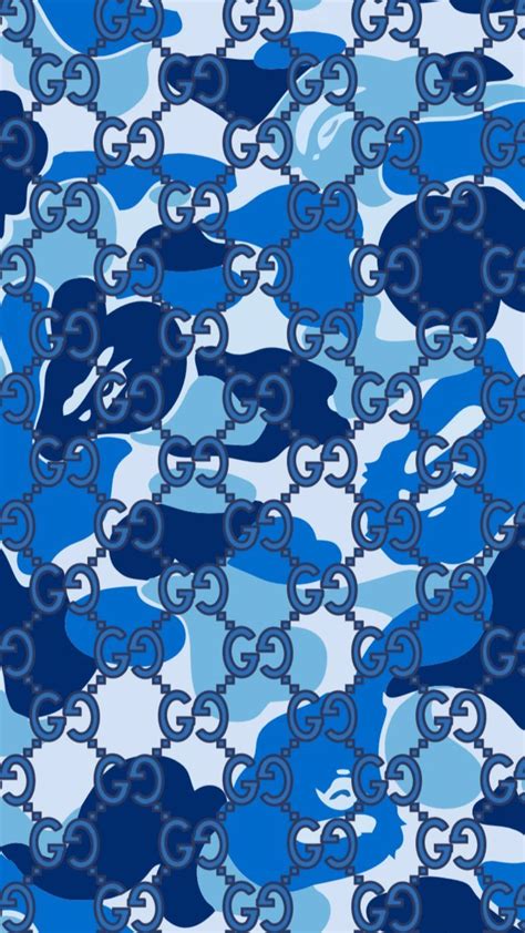 Download Blue Gucci Designer Logo Abstract Art Wallpaper