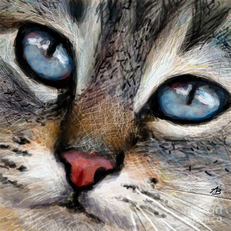 Cat Blue Eyes Painting By Angie Braun Pixels