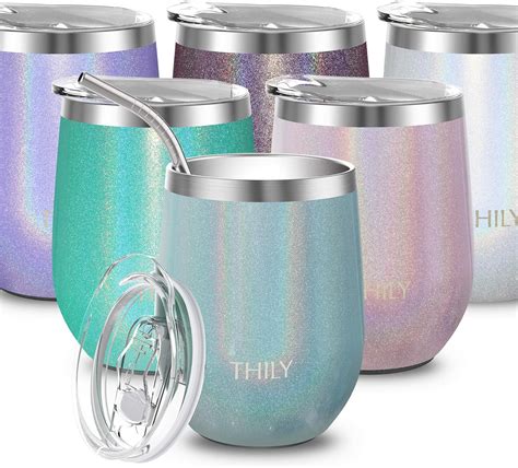 Home Kitchen Insulated Wine Tumbler With Lid Stainless Steel Stemless