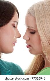 Beautiful Female Lovers Kissing Isolated On Stock Photo 77316946
