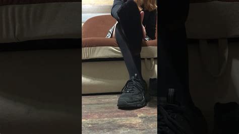 Girl Takes Off Black Sneakers And Stockings After Work To Show Off Feet Part 2 Youtube
