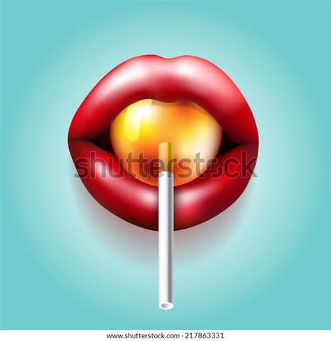 Lips Sweet Sucking Candy Stock Vector Royalty Free 217863331 Shutterstock