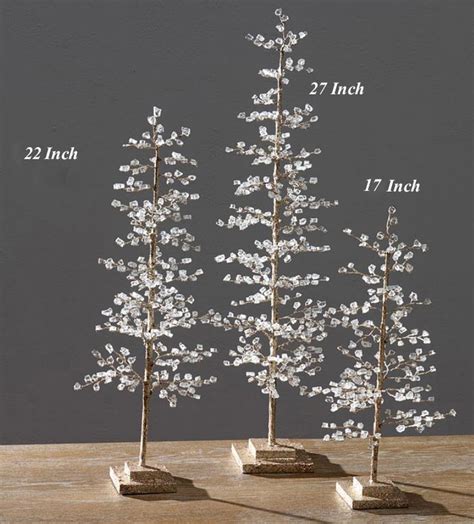 23 Inch Gold Glitter Tabletop Tree With Jewels Crystal Tree Pottery
