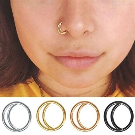 1 Pcs Steel Clicker Segment Nose Hoop Rings Hinged Ear Nose Septum Piercing Unisex Ear Tragus
