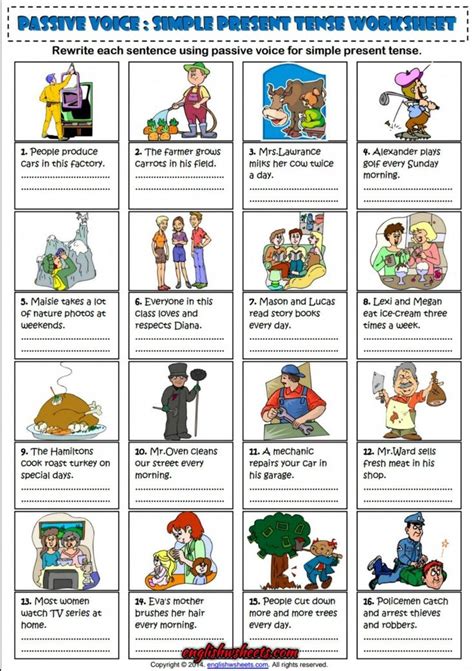 The noun that follows by is called the. Passive Voice ESL Printable Worksheets and Exercises ...