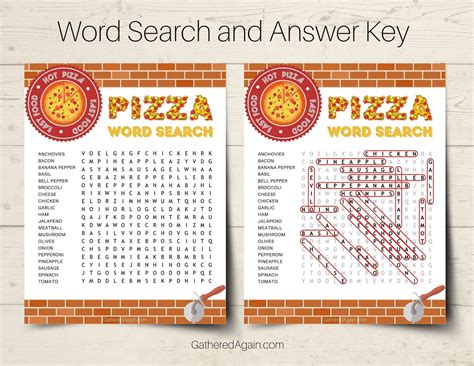 Pizza Party Word Search Puzzle For Kids Printable Instant Etsy New