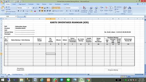 Contoh Excel Inventaris Kantor