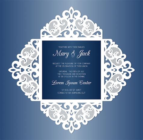 Premium Vector Laser Cut Wedding Invitation Four Fold Card Template