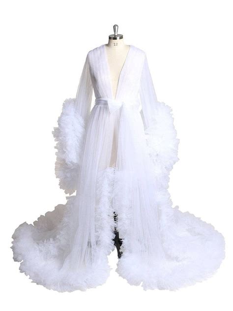 bridal robe with tulle wedding robes for bride long bride etsy uk