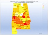 Map of Alabama showing childhood poverty by county : r/Alabama