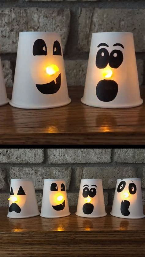 Paper Cup Ghost Craft For Kids Diy Halloween Decorations Ghost