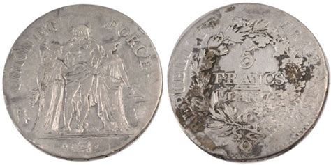 France 5 Francs 1798 Q Coin Union Et Force Perpignan Silver Vf20 25