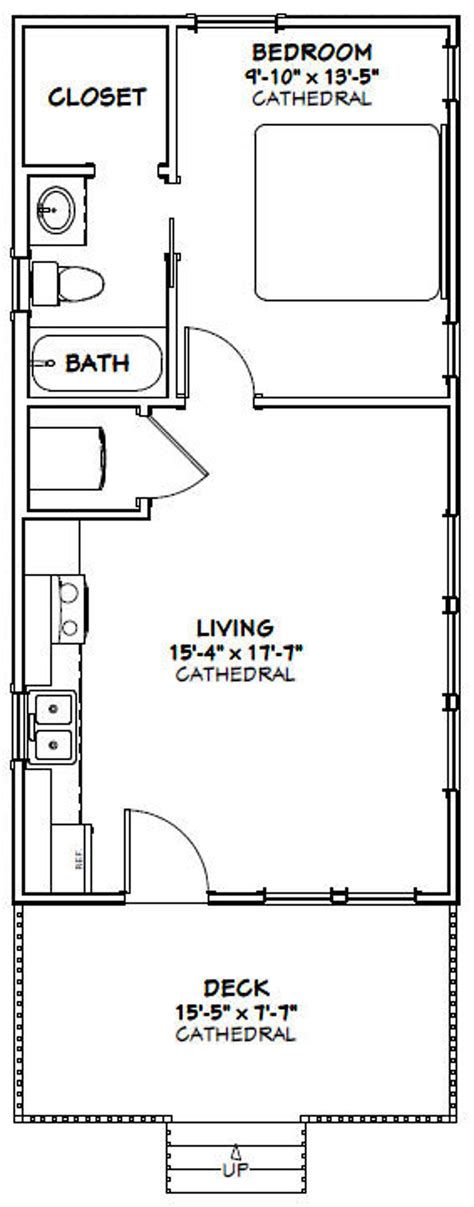 16x32 House 1 Bedroom 1 Bath 511 Sq Ft Pdf Floor Plan Etsy Small