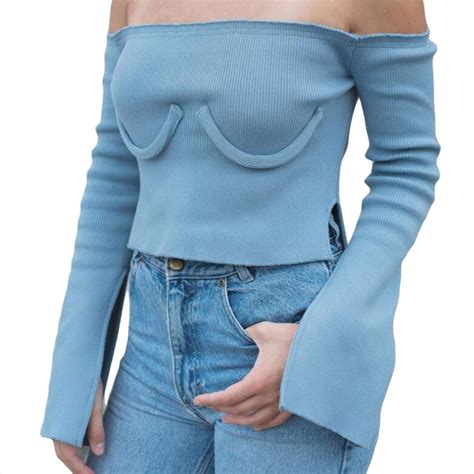 2017 Fall New Sexy Off Shoulder Flare Sleeve Elastic Street Style Dope