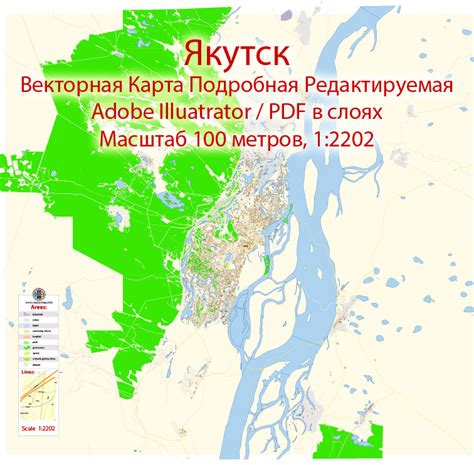 Якутск векторная карта города подробная редактируемая в слоях Adobe
