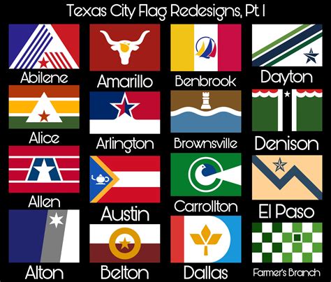 I Redesigned The Flags Of Some Texas Cities And Towns Heres Part One
