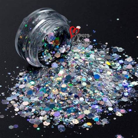 Silver Holographic Glitter Mix Loose Glitter Chunky Glitter Etsy