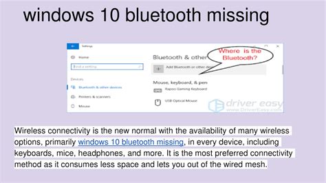 Ppt Bluetooth Disappeared Windows 10 Powerpoint Presentation Free