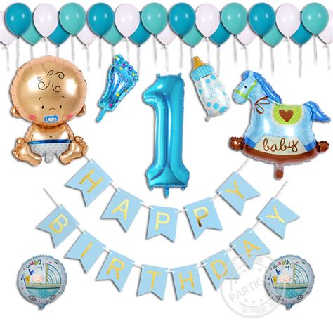 I wish you to get a huge explosion of emotions on this day! 38pcs/lot Baby Shower Birthday Boy Girl 1 Year Old Happy ...