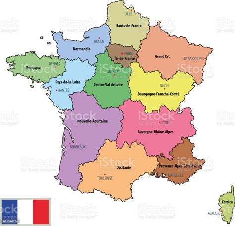 Map of deconfinement by region in france is a fake. France Map With Regions And Their Capitals stock vector art 681340174 | iStock