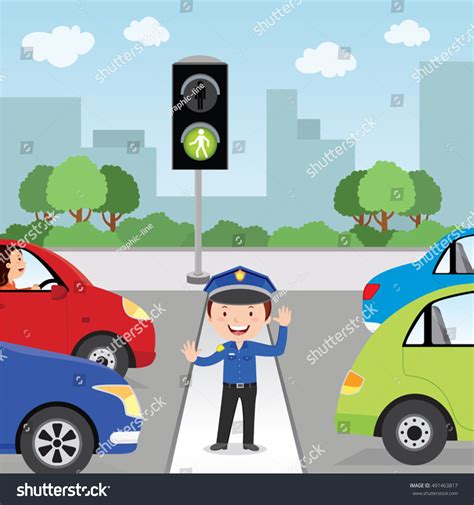 Traffic Policeman Making Stop Gesture Signal Stock Vector Royalty Free