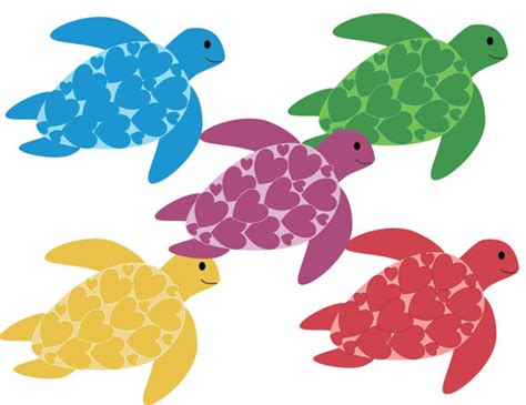 Instant Download Sea Turtle Clip Art Heart By