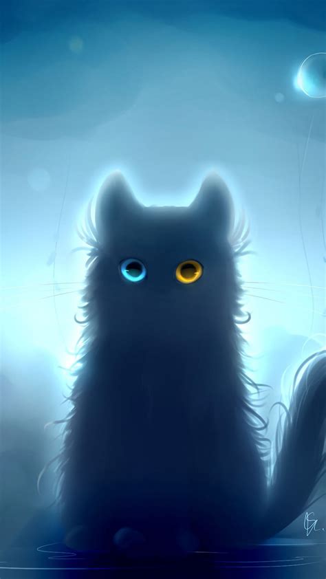 Art Heterochromia Black Cat Fantasy 1080x1920 Wallpaper Android