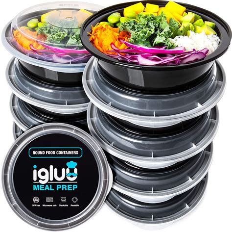Igluu Meal Prep Round Plastic Containers New Improved Lid