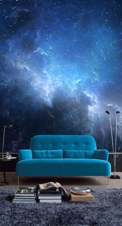 Looking at the night sky can, paradoxically, feel grounding; Night Sky with Nebula Wall Mural | Wall decor living room, Bedroom decor, Wall design