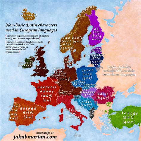 Los Caracteres Especiales Que Se Usan En Cada Idioma Europeo En Un Mapa