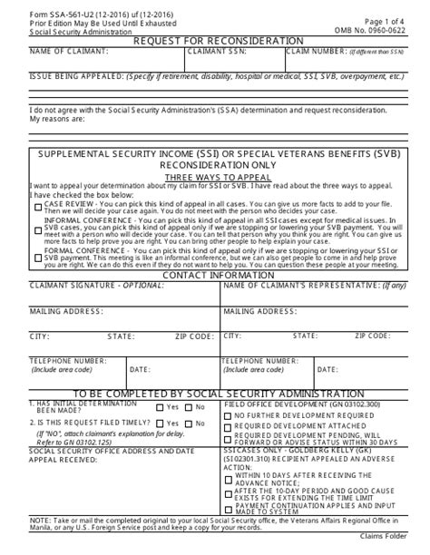 Form Ssa 561 U2 Printable Form Printable Forms Free Online