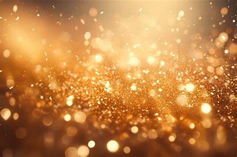 Premium Ai Image Golden Shiny Glitter Lights Abstract Luxury Blurry