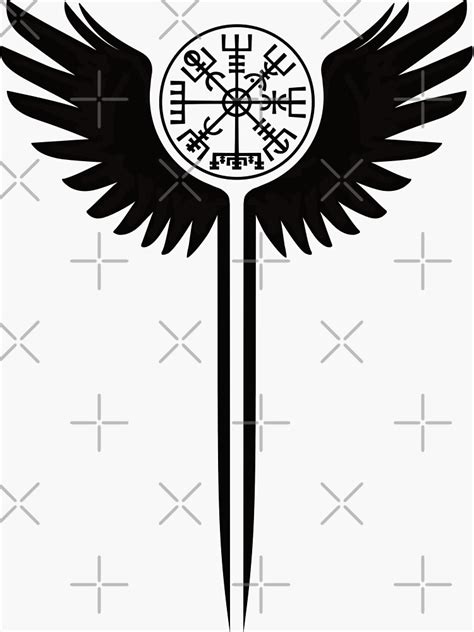 Valkyrie Wings And Vegvisir Sticker For Sale By Beltschazar Redbubble