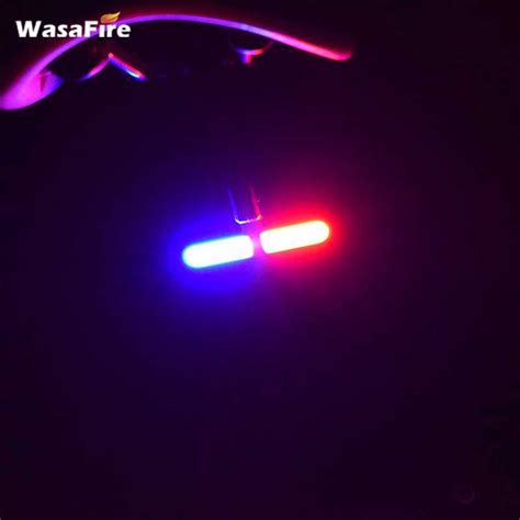 Wasafire Bicycle Rear Lamp Cob Led Lamp Red And Blue Bike Light Police Led Red Bluetaillight Usb