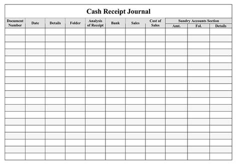 Exclusive Montly Cash Receipt Journal Template Fabulous Receipt Templates