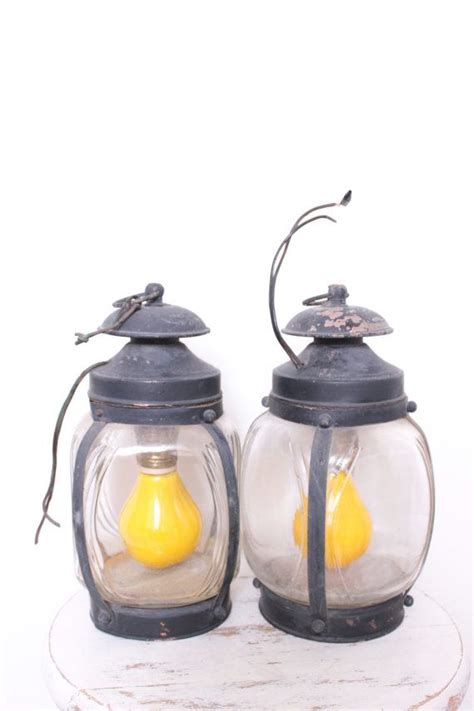 Vintage Pair Of Wire In Black Carriage Lantern By Thejunkhaus Old