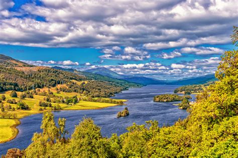 Hdr Landscape Of River And Valley Under The Sky Image Free Stock