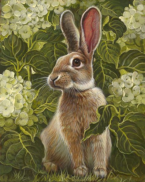 Rabbit Painting Painting And Drawing Flower Painting Rabbit Artwork