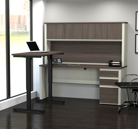 White & Antigua Desk / Hutch with Included Sit-Stand Desk ...