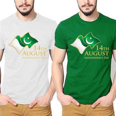 Mens Clothing Pack Of 2 New 14 August Independence Day T Shirt