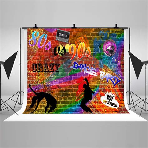 80s Vs 90s Sparkling Disco Ball Hip Hop Graffiti Wall Photography