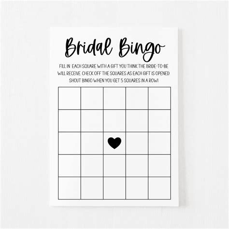 Bridal Bingo Cards Classic Modern Moh