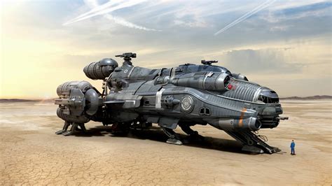 Download Desert Sci Fi Spaceship 4k Ultra Hd Wallpaper